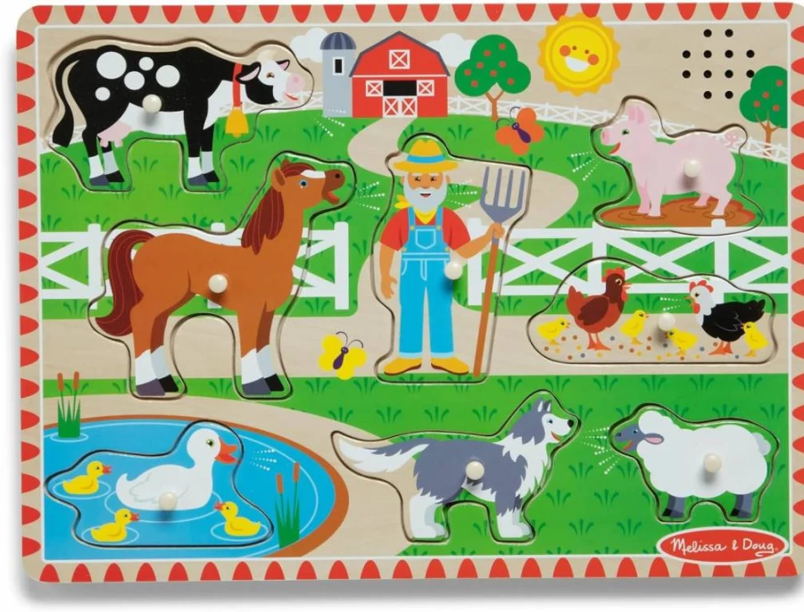 Melissa & Doug Old MacDonald's Farm Sound Puzzle - Light-Activated Animal Sounds, Educational Toddler Puzzle for Kids Ages 2+