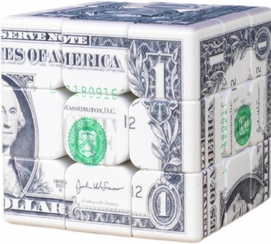 CuberSpeed Dollar Bill 3x3 Magic Cube – Unique US Currency Puzzle Toy for Speed Cubing