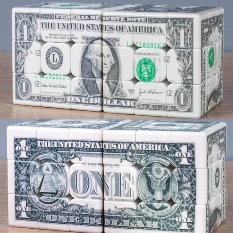 CuberSpeed Dollar Bill 3x3 Magic Cube – Unique US Currency Puzzle Toy for Speed Cubing