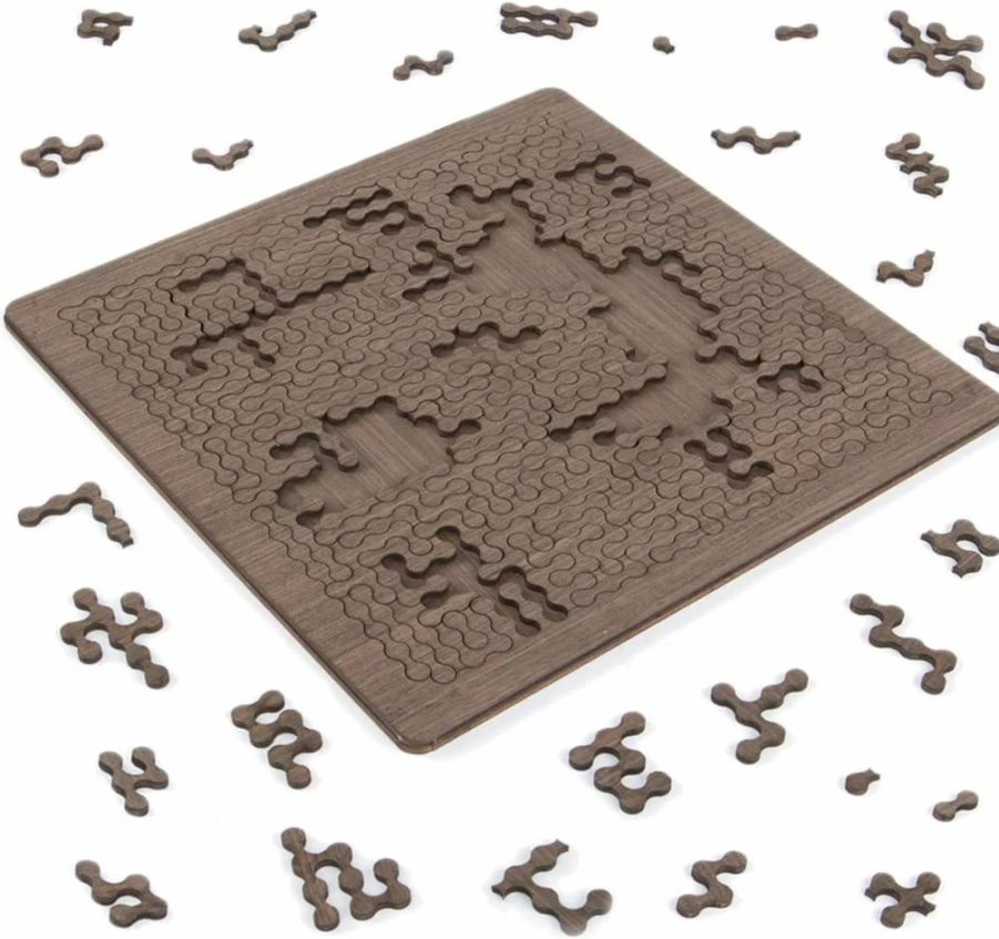 Simfort Expert Level 100-Piece Wooden Labyrinth Jigsaw Puzzle - Challenging Brain Teaser for Adults & Kids, Mind-Bending Puzzle Game