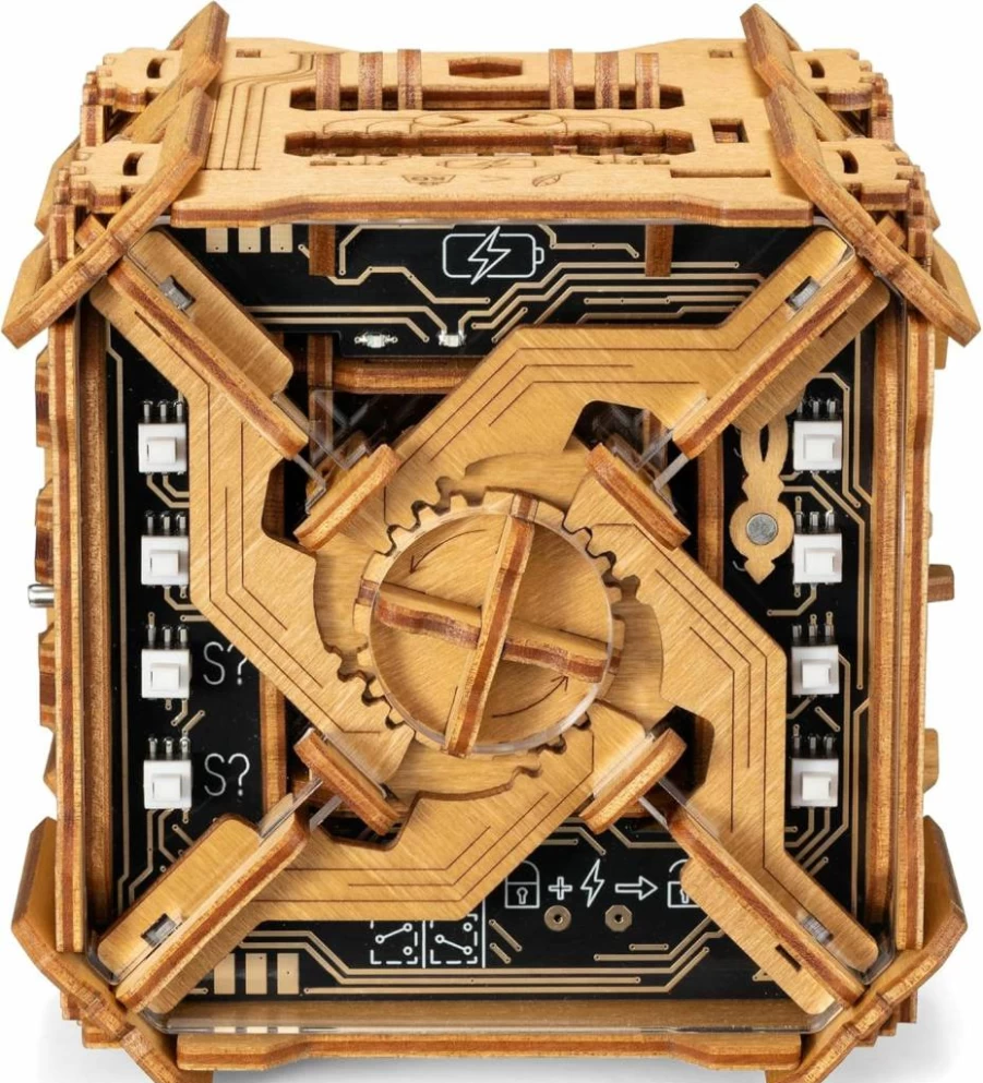 PUZZLE POTATO Tesla Box - 3D Wooden Electronic Puzzle Box for Adults - Escape Room Brain Teaser Game - Cash Gift Money Box - Unique Birthday Gift Box for Men & Women