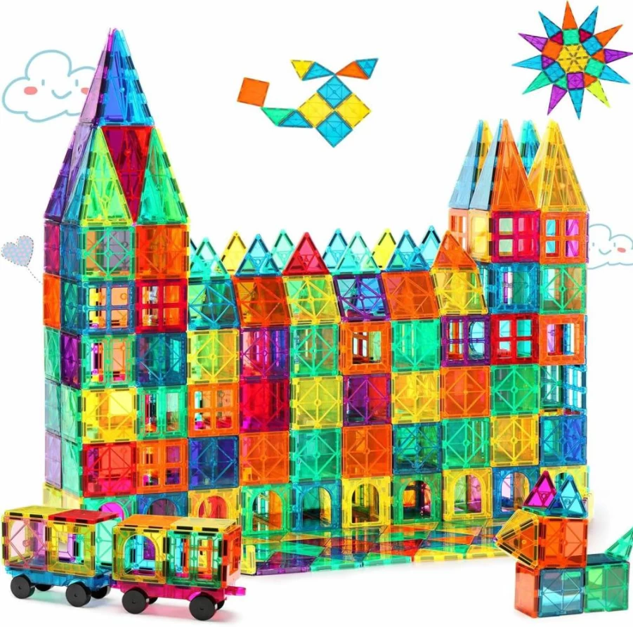 Gemmicc 100-Piece Magnetic Building Blocks Set with 2 Cars, STEM Educational Toys for Kids, Creative Stacking Puzzles for Boys & Girls