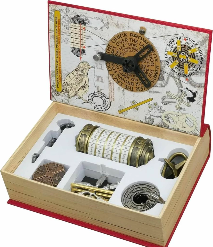 NORDISTRICT 9Pcs 3D Metal & Wooden Mechanical Puzzle Box Set - Brain Teaser Games for Adults & Teens, IQ Challenge Decryption Lock Toys, Handheld Mind Puzzles