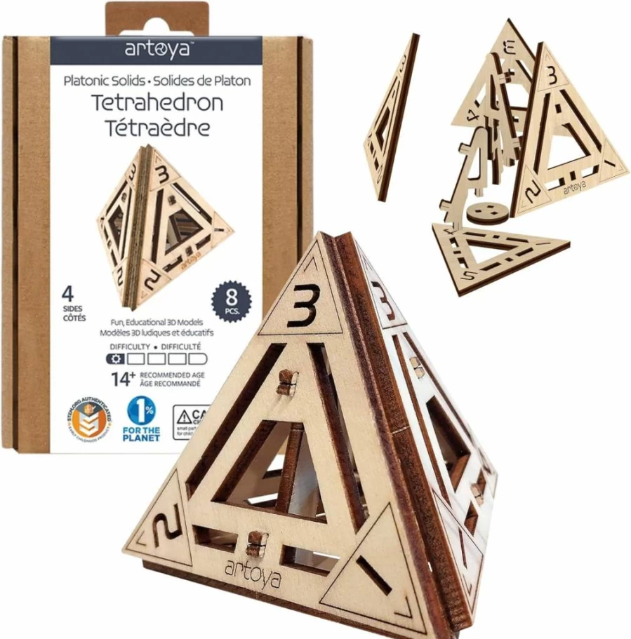 ARTOYA 3D Wooden Icosahedron D20 Puzzle for Adults & Teens - Brain Teaser, Educational STEM Toy, Sustainable Wood Craft Kit, Gift for Ages 14+