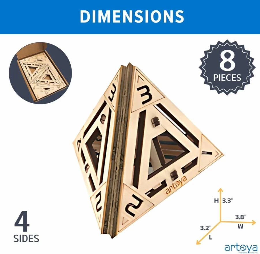 ARTOYA 3D Wooden Icosahedron D20 Puzzle for Adults & Teens - Brain Teaser, Educational STEM Toy, Sustainable Wood Craft Kit, Gift for Ages 14+