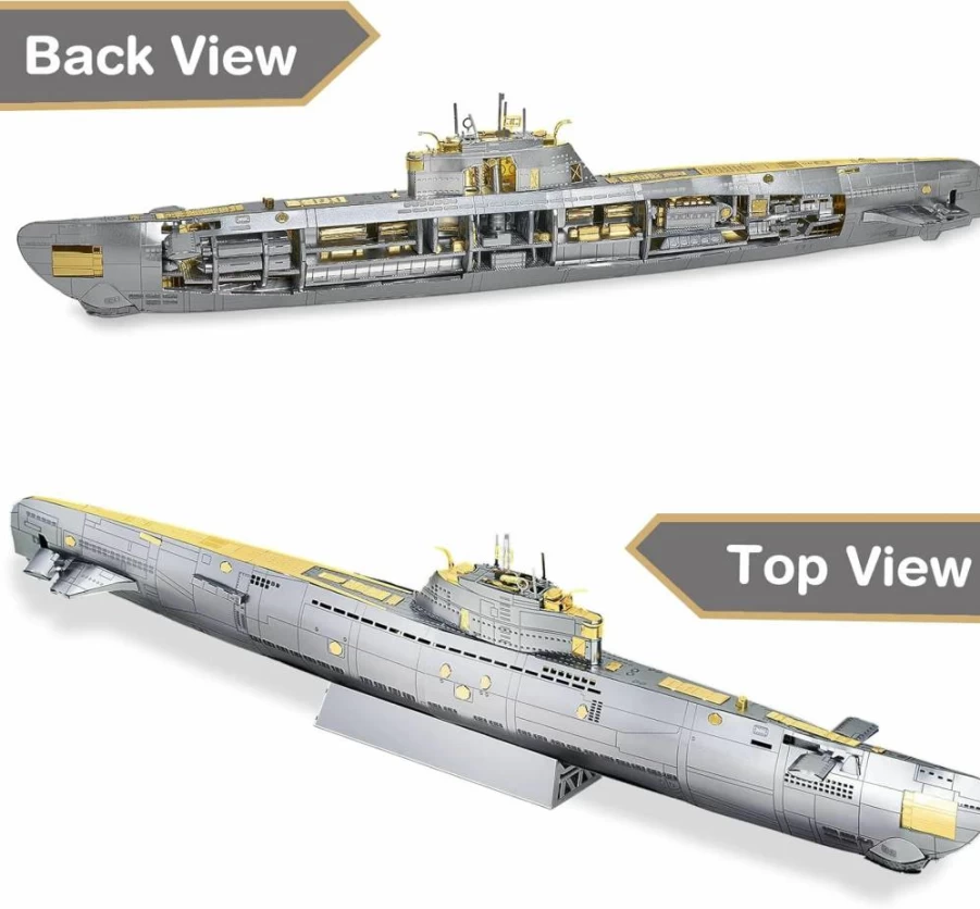 Piececool 3D Metal Puzzle - 300 Pcs Richelieu Battleship DIY Model Kit for Adults, Military Warship Building Set for Anxiety Relief & Gift Giving
