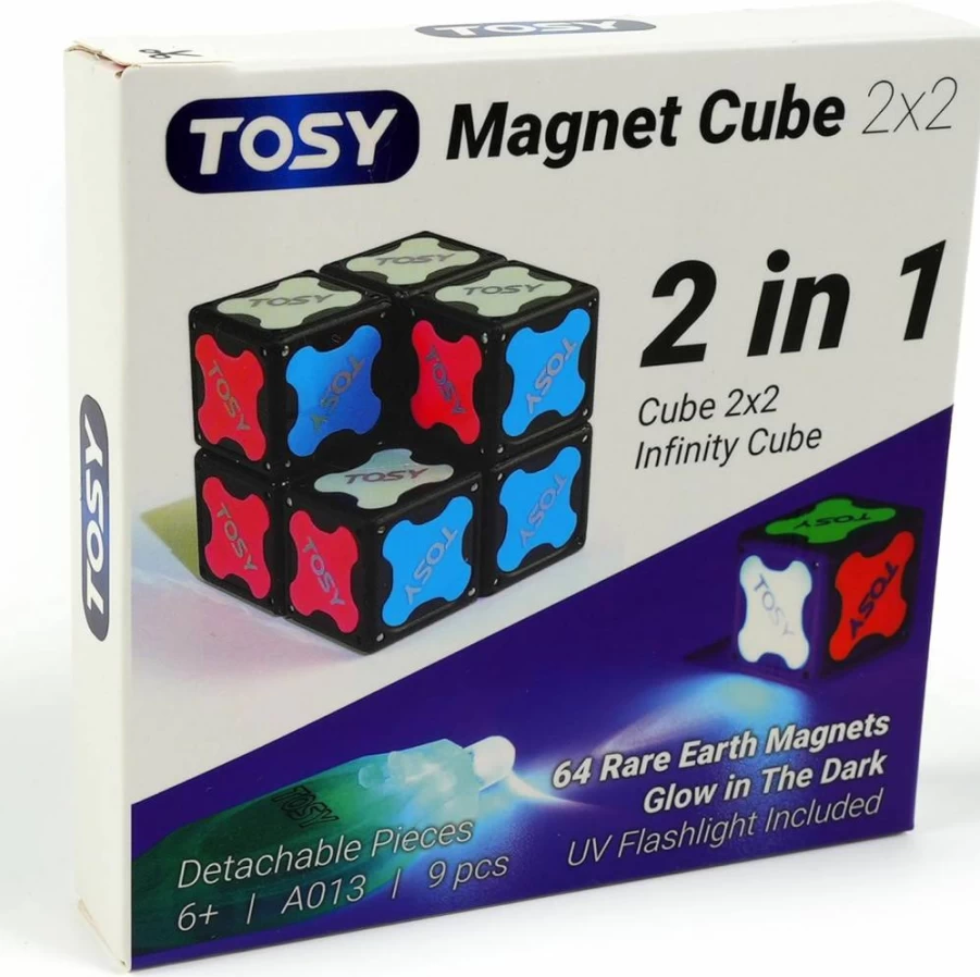TOSY Magnet Cube 4x4 – 560-Piece Magnetic Building Set, 8-in-1 STEM Toy with UV Flashlight, Transformable Fidget Spinner, Infinity Cube & Glowing Puzzle for Adults & Kids