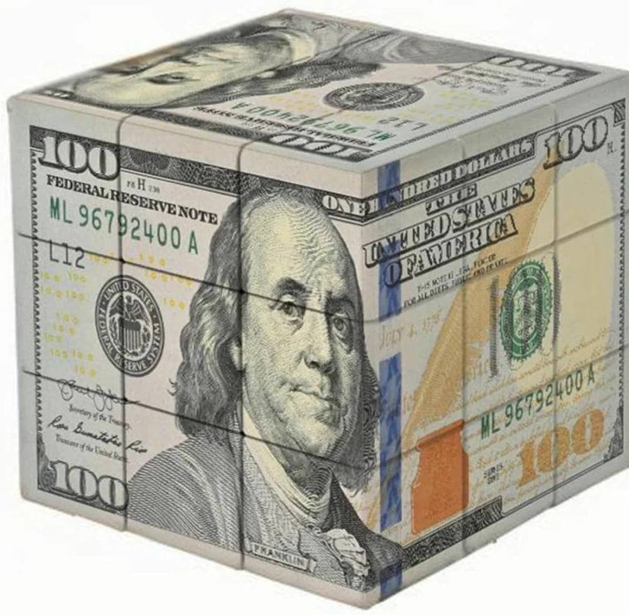 XINGLETOYS 3X3 Dollar Bill Speed Cube – Magic Puzzle Cube for Adults & Kids – Unique US Currency Design – Smooth Turning STEM Toy