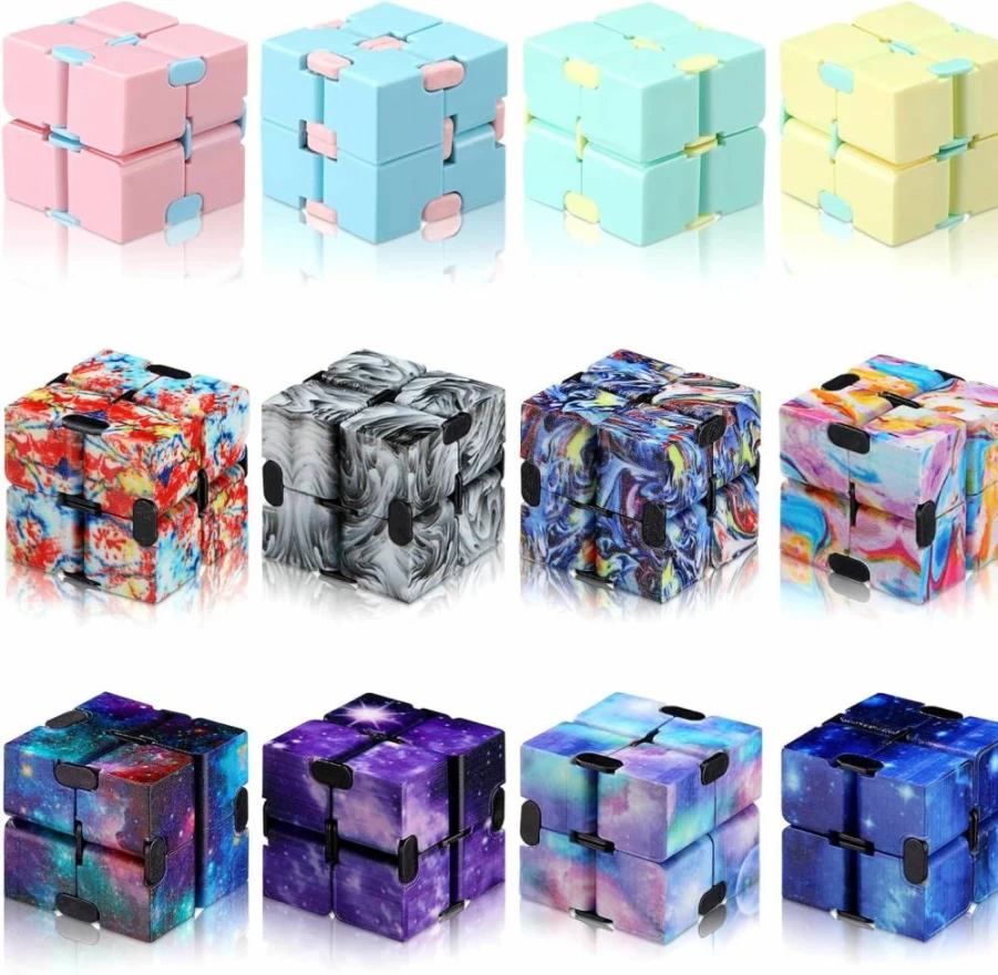 Gejoy 12-Piece Magic Cube Puzzle Set, Sensory Fidget Toys for Adults & Teens, Stress Relief Desk Toys, Birthday Party Favors, Flip Cube Brain Teaser Gift