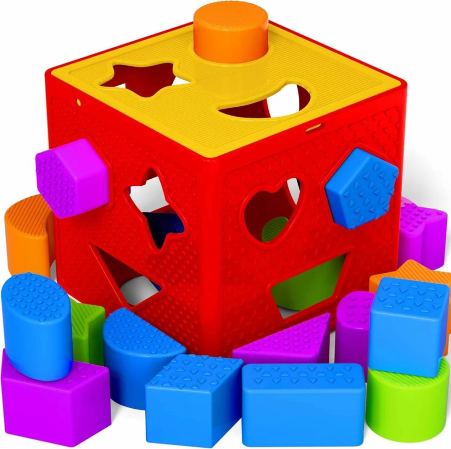 ETI Toys 19-Piece Educational Shape Sorting Cube for Toddlers – Colorful Matching Game, Safe Learning Toys for Creativity & Fine Motor Skills Development