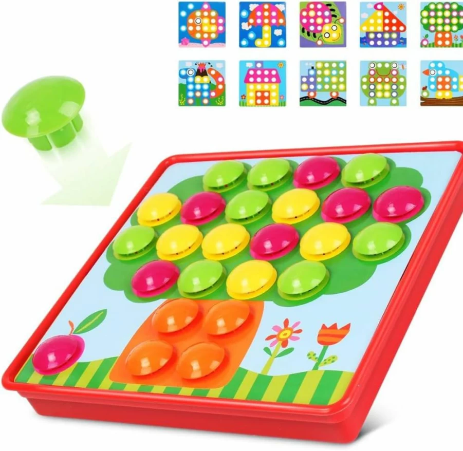 AMOSTING Montessori Mosaic Pegboard Set - Sensory Toys for Toddlers, Kids Educational Learning Activities, Creative Matching Puzzle Gifts for Boys & Girls Ages 3+