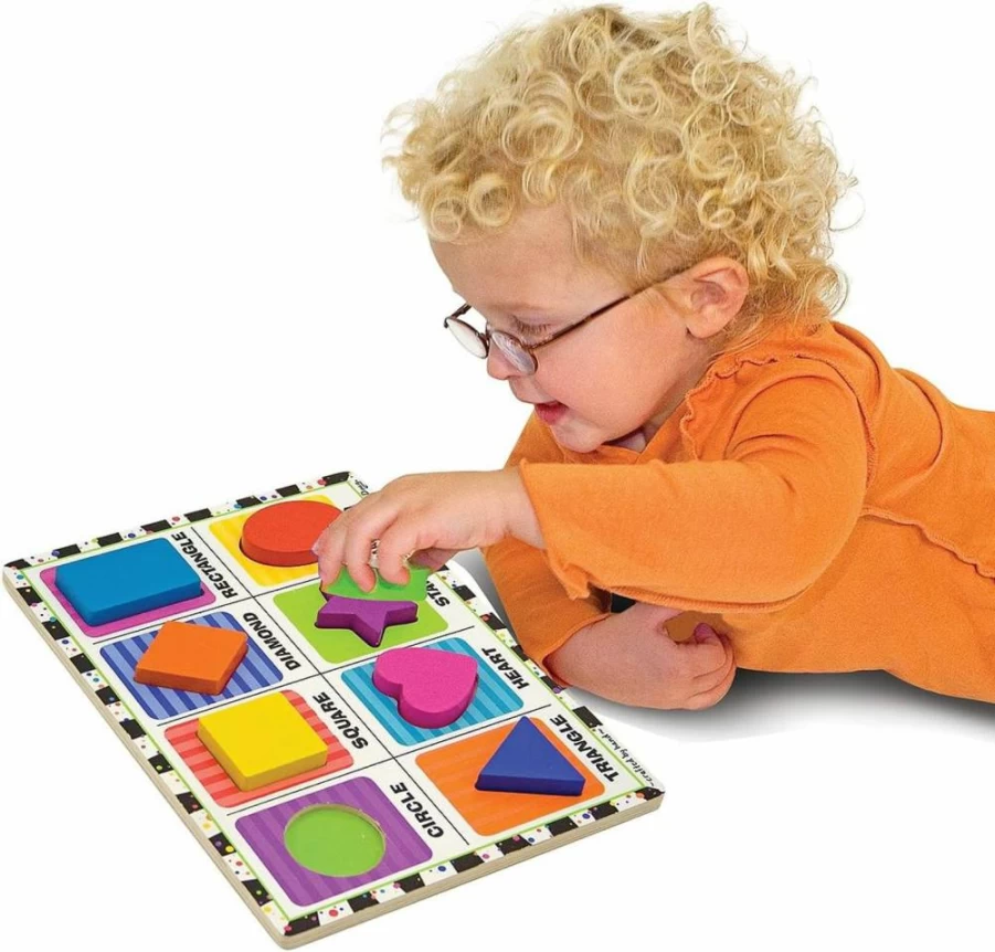 Melissa & Doug Wooden Shape Puzzle - 8-Piece Chunky FSC-Certified Toddler Learning Toy