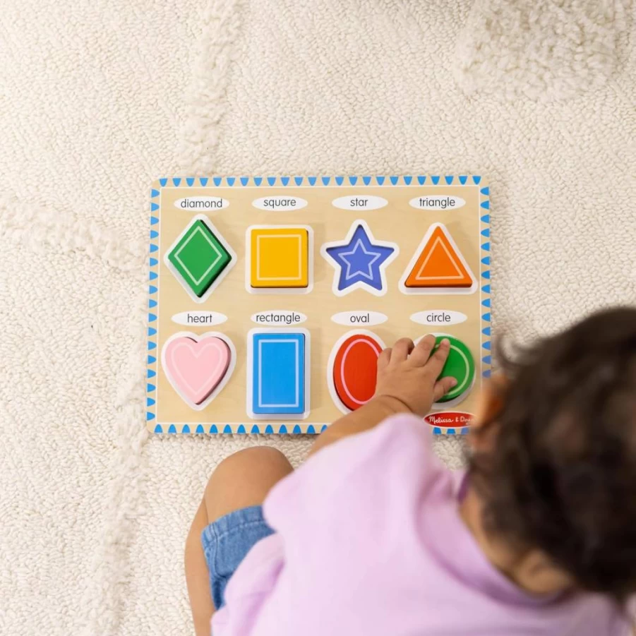Melissa & Doug Wooden Shape Puzzle - 8-Piece Chunky FSC-Certified Toddler Learning Toy