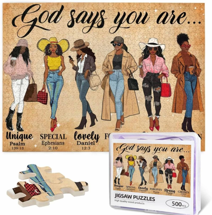 EluteFpme 1000-Piece Wooden Jigsaw Puzzle for Adults: Black Queen African American Women Motivational Educational Family Game