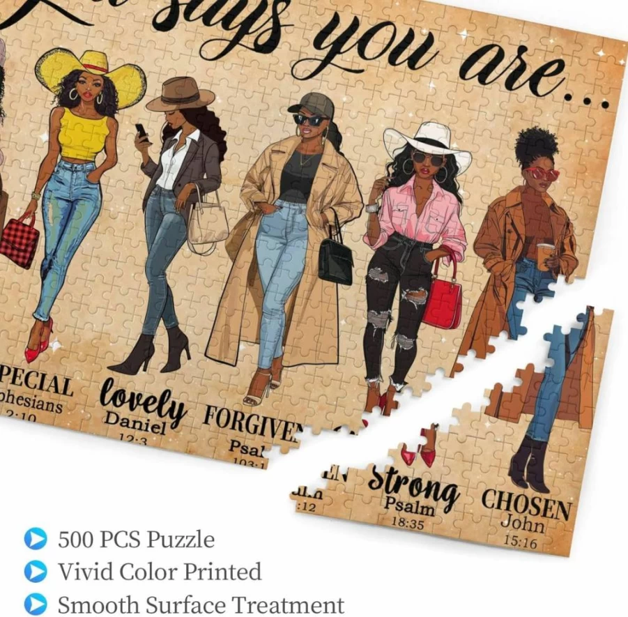 EluteFpme 1000-Piece Wooden Jigsaw Puzzle for Adults: Black Queen African American Women Motivational Educational Family Game