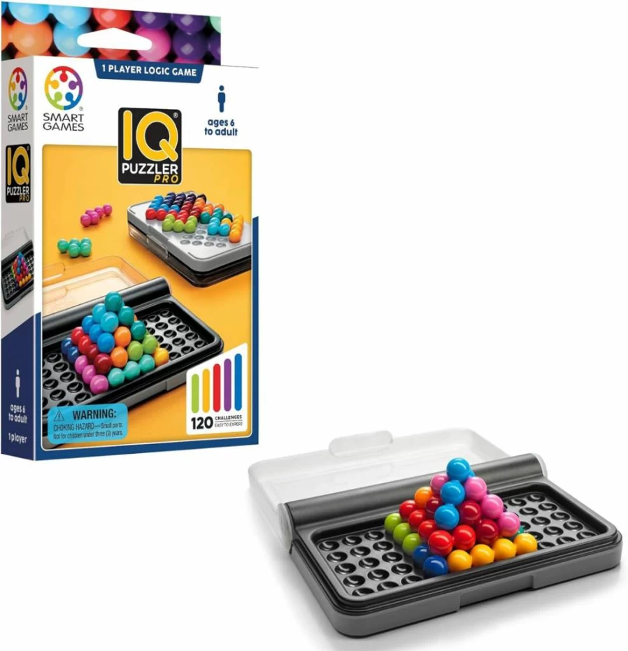 SmartGames IQ Puzzler Pro Travel Brain Teaser Game for Kids & Adults - 120 Challenges in Portable Case, Cognitive Skill-Building Puzzle for Ages 6+