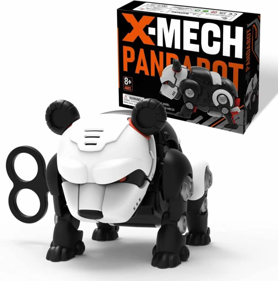 DINOBROS PandaBot STEM DIY Building Kit - 3D Mechanical Robot Toy with Wind-Up Walking, Educational Take-Apart Toys for Kids, Creative Engineering Puzzle
