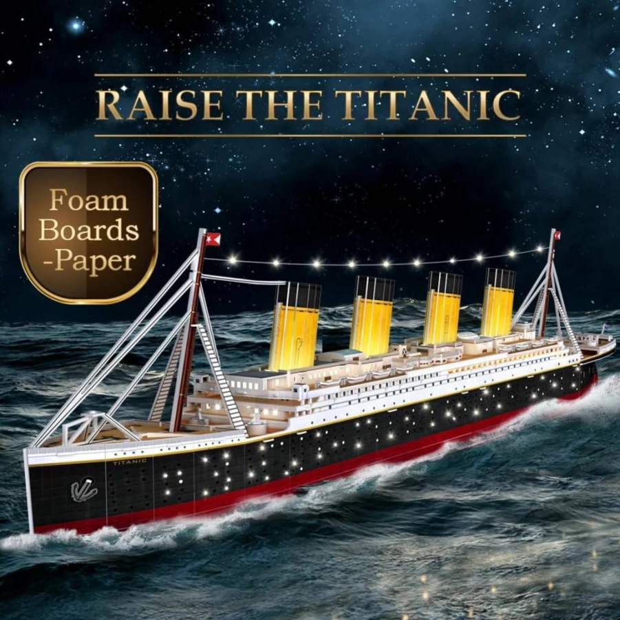 CubicFun Titanic 3D LED Puzzle for Adults - 266 Piece 88cm Model Kit, DIY Ship Building Set for Teens & Adults, Home Decor, Birthday Gift for Men, Teachers, Dad
