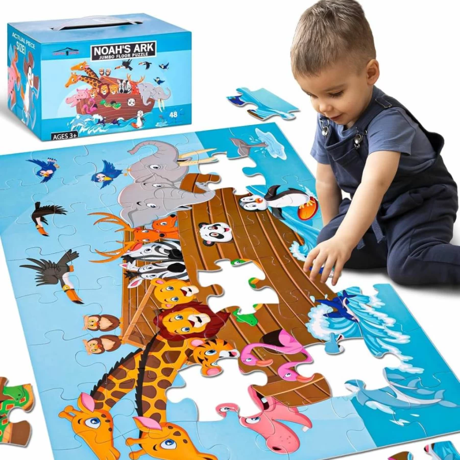 LovesTown Jumbo 48-Piece Animal Floor Puzzle for Kids, 3x2 FT Educational Learning Toys for Preschool & Family Fun