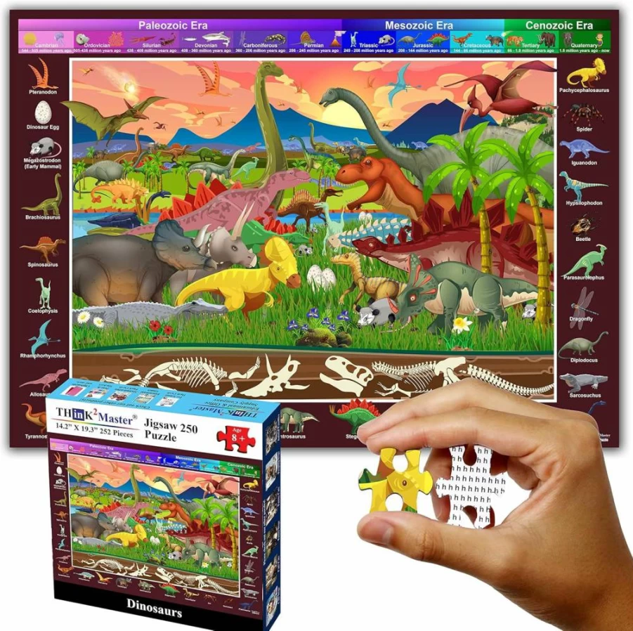 THINK2MASTER USA Map Jigsaw Puzzle - 250 Piece Educational Toy for Kids Ages 8-12, Learning Geography Game for School & Family, 14.2x19.3 Inches, Great Gift for Children 8+ Years Old