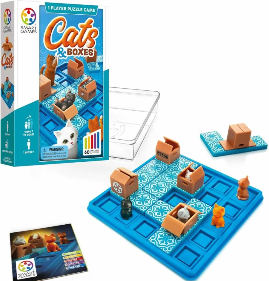 SmartGames Cats & Boxes Travel Puzzle - 60 Challenges for Kids & Adults Ages 7+