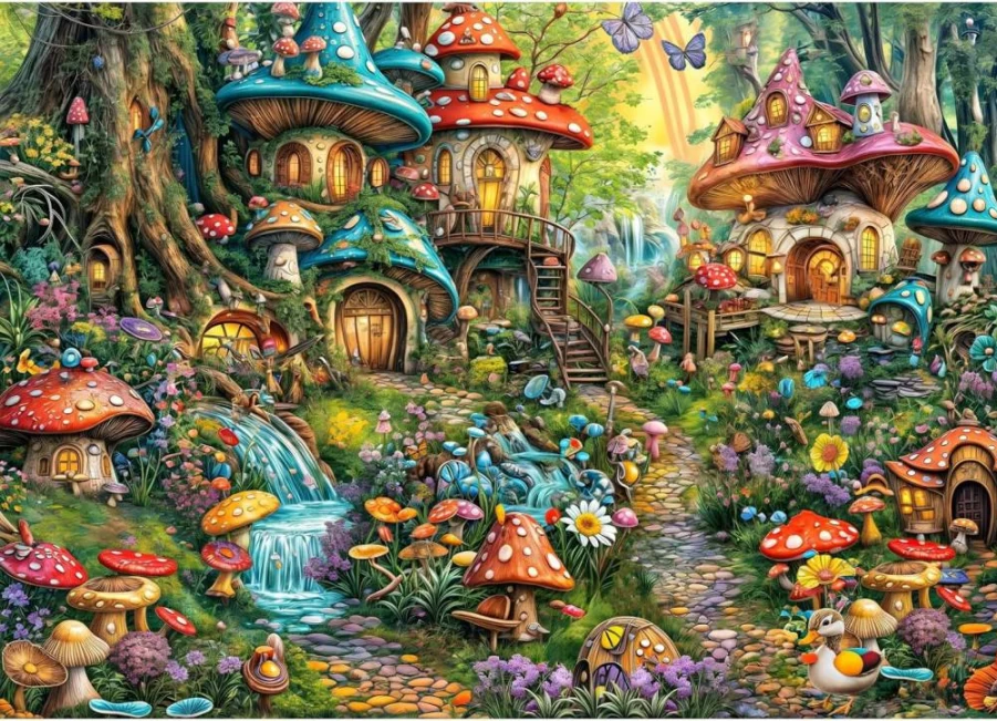 Chalzidar 1000 Piece Mushroom Garden Jigsaw Puzzle for Adults - Interlocking No Dust Puzzle with Letter Guide, Perfect Home Decor Gift for Men, Women, Seniors