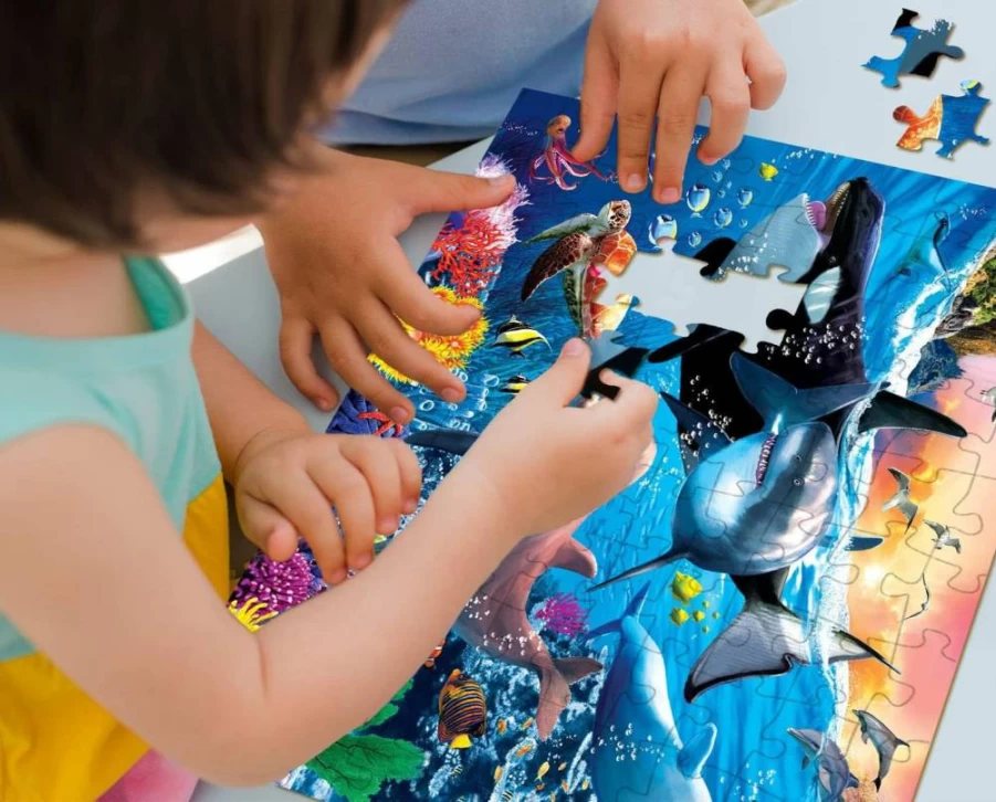 RANSUNN 100-Piece Underwater World Jigsaw Puzzle for Kids Ages 4-8, Educational Learning Toy for Toddlers, Boys & Girls