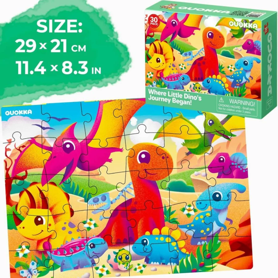 QUOKKA 4-in-1 Animal Jigsaw Puzzles for Toddlers Ages 2-6 | 30-Piece Educational Learning Toys for Boys & Girls | Preschool Puzzle Set for Kids 3-5 Years Old