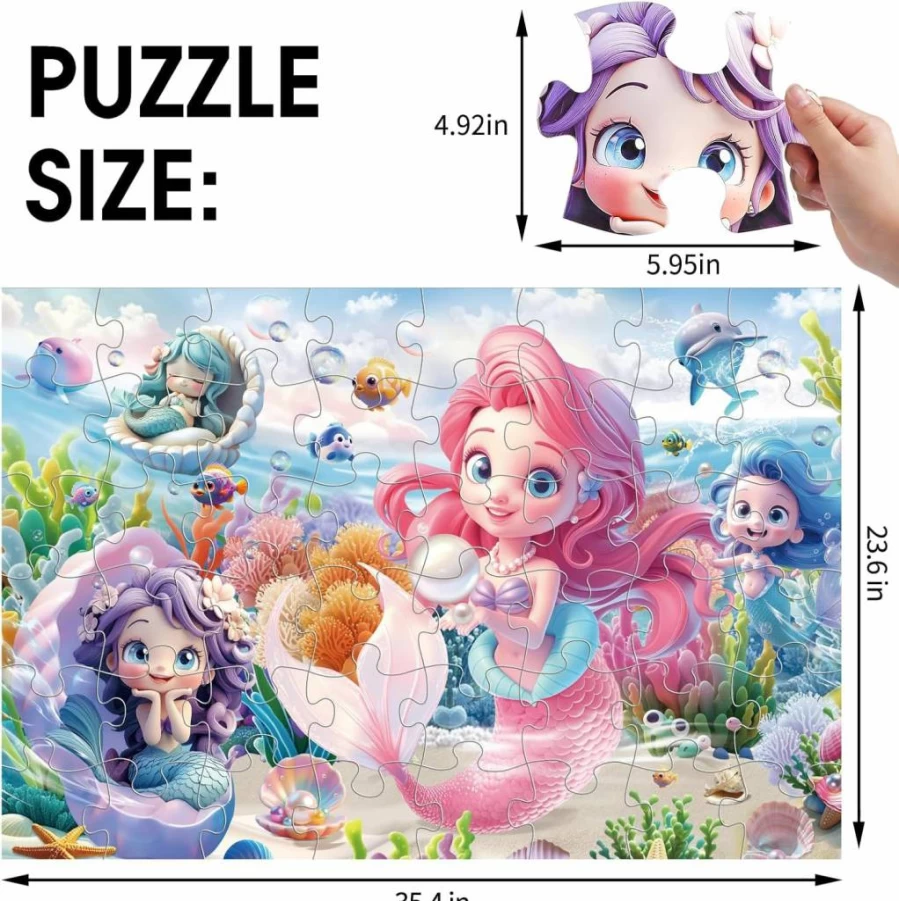 IFLOVE Unicorn Jumbo Floor Puzzle for Kids Ages 3-8, 48 Piece Large Educational Jigsaw Puzzle, Fun Preschool Learning Toy Gift for Boys & Girls