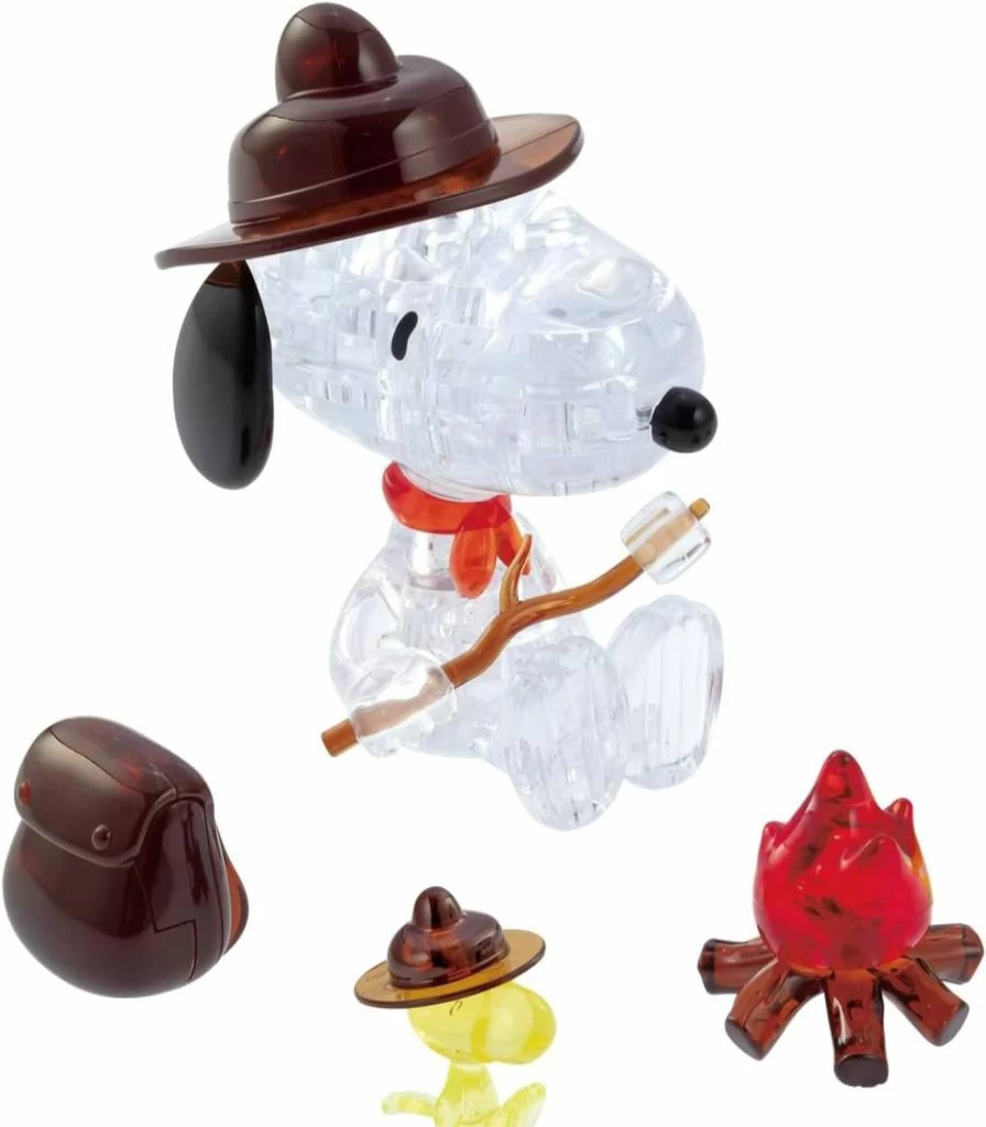 Bepuzzled Snoopy Campfire 3D Crystal Puzzle for Adults and Teens Ages 12+, Challenging Collectible Puzzle for Display, Peanuts Themed Brain Teaser Gift