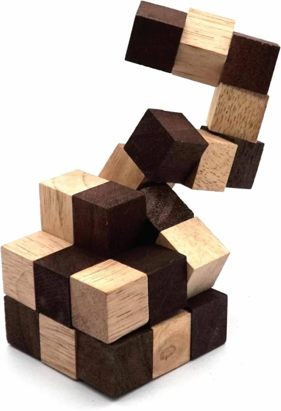 BSIRI 3D Snake Puzzle Cube - Wooden Brain Teaser for Adults & Kids, Educational Mind Game, Magic Cube Challenge for Mental Stimulation