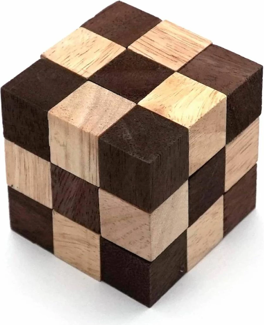 BSIRI 3D Snake Puzzle Cube - Wooden Brain Teaser for Adults & Kids, Educational Mind Game, Magic Cube Challenge for Mental Stimulation