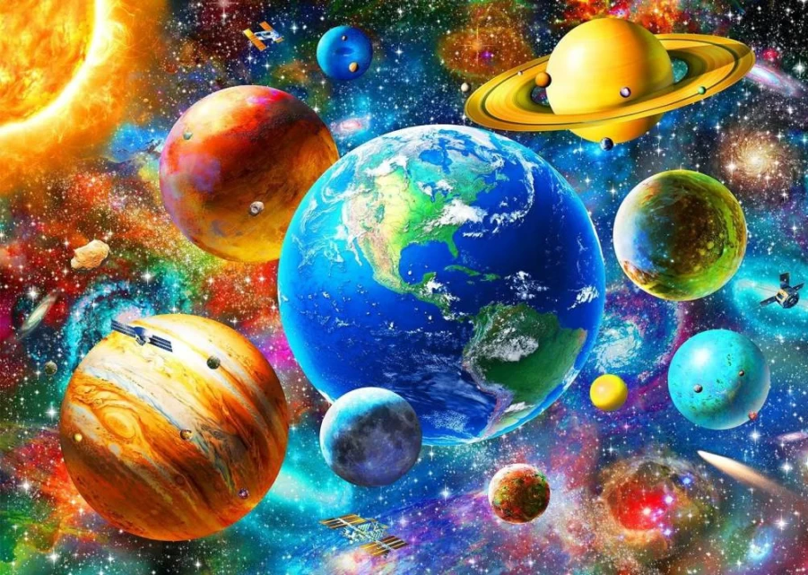DQRRZ Solar System Floor Puzzle - 200 Piece Educational Jigsaw for Kids Ages 6-12, Adults - STEM Space Planets Toy for Boys & Girls