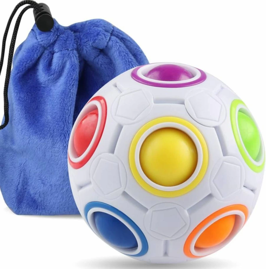 Coogam Rainbow Puzzle Ball - Color Matching Magic Brain Teaser Toy for Kids Adults, Stress Relief Fidget Game with Pouch, Perfect Gift for Boys Girls Holidays Travel