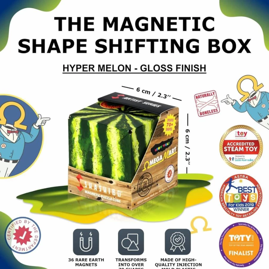Shashibo Magnetic Fidget Cube – Transformable into 70+ Shapes, STEM Toy with Fun in Motion Toys App, Disco Plaid Design for Stress Relief & Creativity