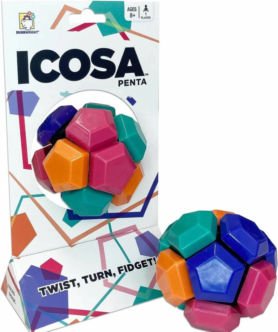 Brainwright Icosa Atomic Fidget Ball - Stress Relief Toy for Adults & Kids, Twist & Turn Fidgeting Sensory Tool