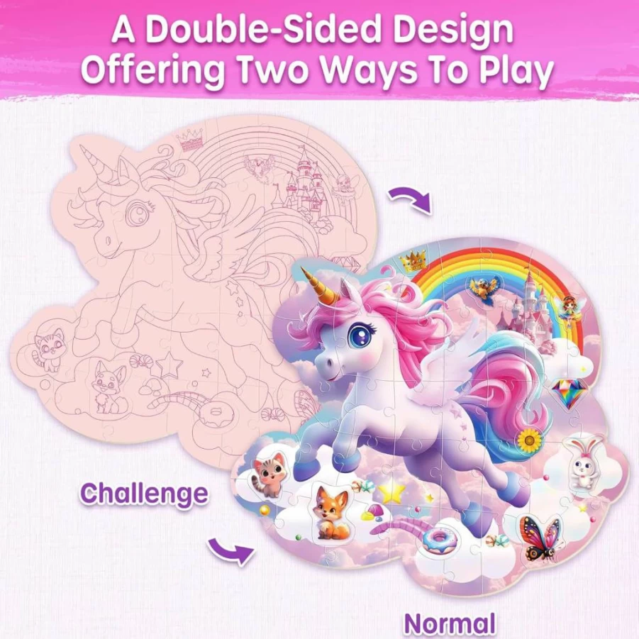 SYNARRY Unicorn Puzzle for Kids Ages 2-8, 45-Piece Large Floor Puzzle for Toddlers & Girls, Educational Toys Gift for 3 4 5 6 7 Year Olds