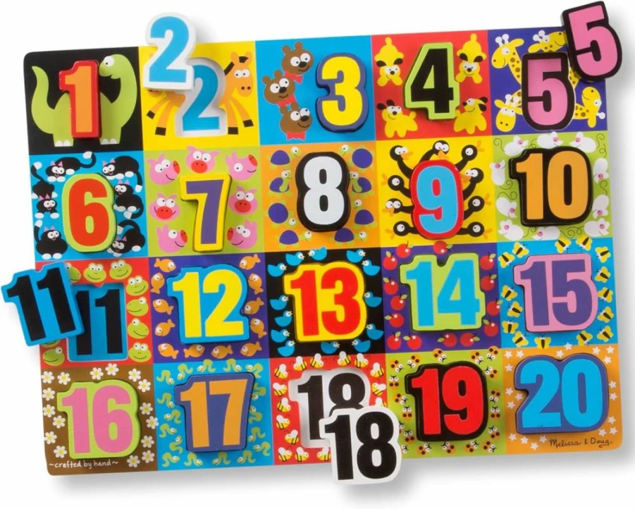Melissa & Doug Jumbo Numbers Wooden Puzzle - 20 Large Chunky Pieces for Kids, Educational Toddler Learning Toy