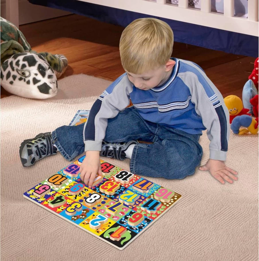 Melissa & Doug Jumbo Numbers Wooden Puzzle - 20 Large Chunky Pieces for Kids, Educational Toddler Learning Toy