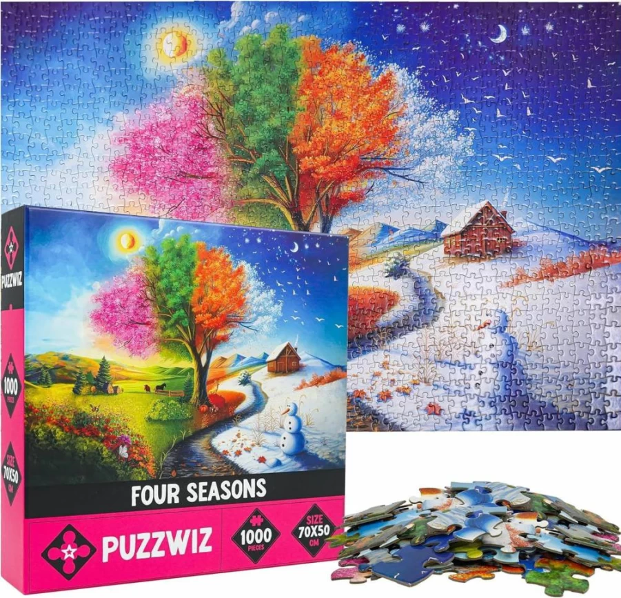 PuzzWiz 1000 Piece Jigsaw Puzzle for Adults - Four Seasons Scenery, Improves Memory & Mood, Mind-Boosting Challenge
