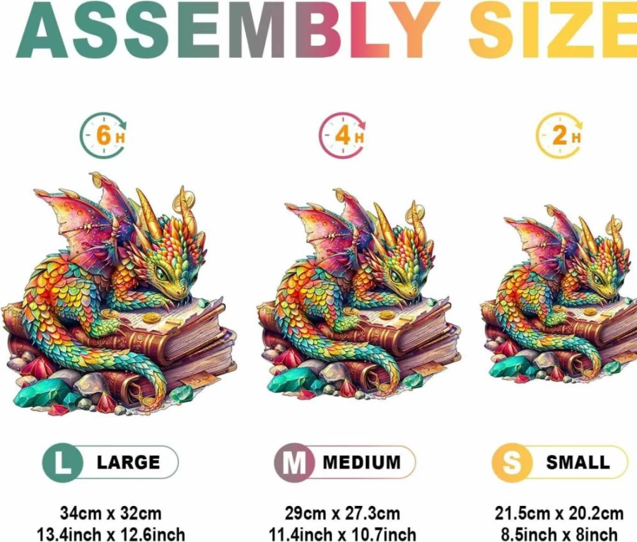 DOCRAGI 100Pcs Dragon Wooden Jigsaw Puzzle for Adults - Unique Shaped Jeweled Dragon Puzzle, Creative Birthday Gift & Collectible Toy for Puzzle Lovers