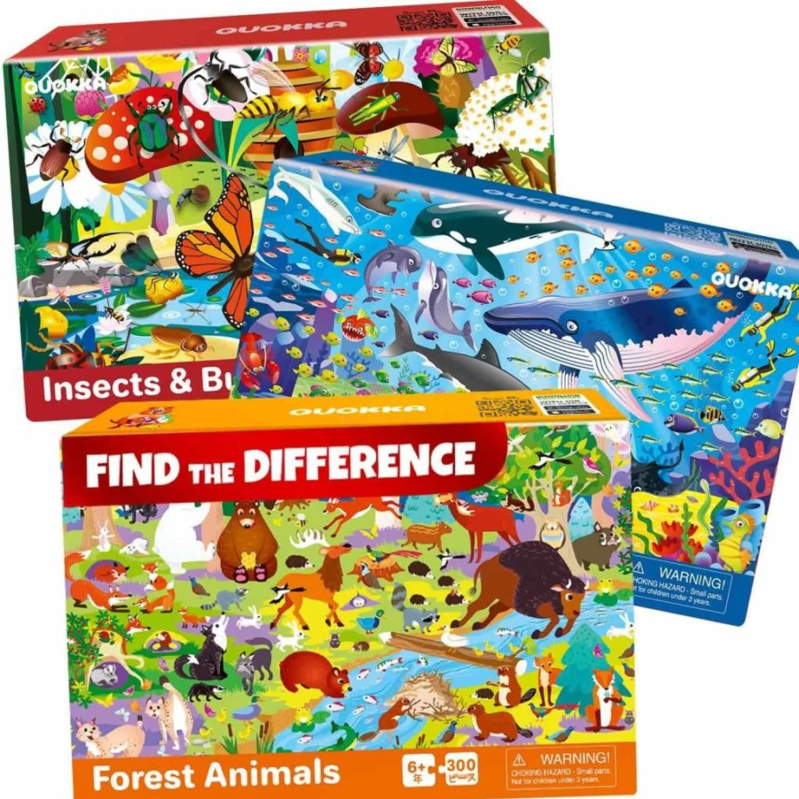 QUOKKA 100-Piece Kids Jigsaw Puzzle Set for Ages 4-8 - Ocean & Forest Animal Learning Toys for Boys and Girls, Toddler Puzzles for Ages 3-5 and 6-10 Year Olds