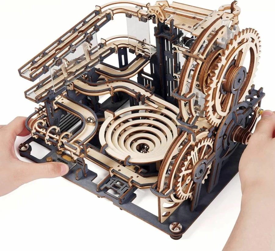 ROKR 3D Wooden Marble Run Puzzle for Adults - DIY Mechanical Building Kit, STEM Toy for Men & Women, Creative Hobby Model Craft
