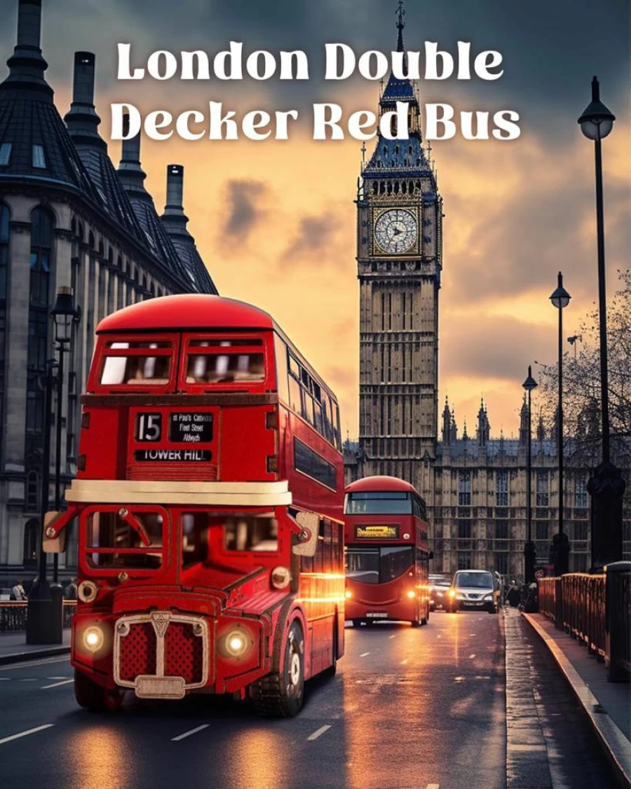 Rolife 3D Wooden Puzzle London Tour Bus Model Kit - DIY Craft Building Toy for Adults & Teens, Collectible Gift for Boys and Girls