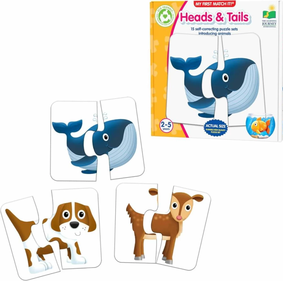 The Learning Journey My First Match It! Head & Tails - 15 Self-Correcting Animal Puzzles for Toddlers Ages 2-5 - Award Winning Preschool Matching Game for Early Learning