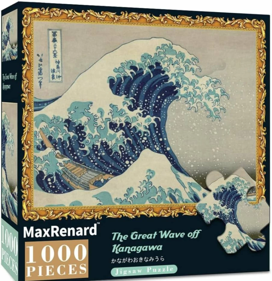 MaxRenard 1000-Piece Jigsaw Puzzle for Adults: The Great Wave Off Kanagawa Fine Art Collection - Challenging Puzzle Game for Home Decor & Relaxation
