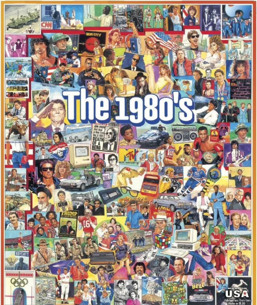 White Mountain Puzzles 1000 Piece Jigsaw Puzzle - The Eighties Retro Theme
