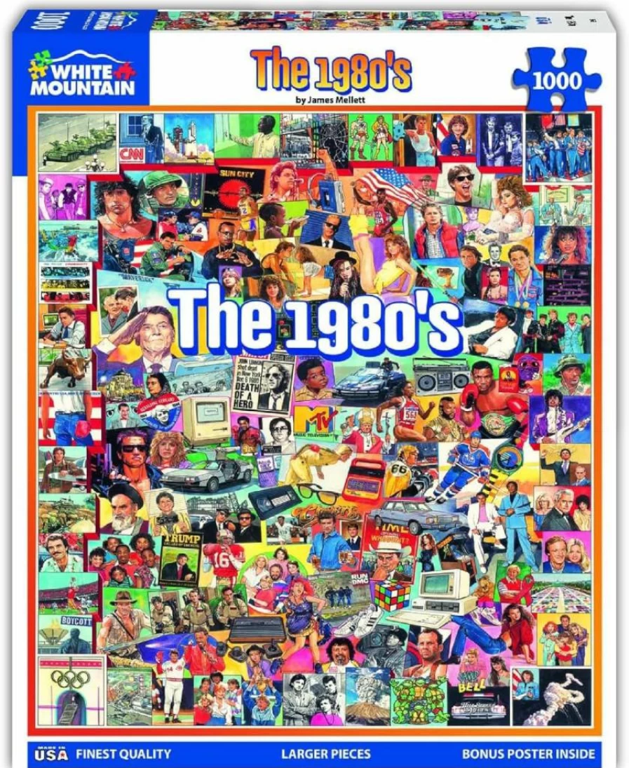 White Mountain Puzzles 1000 Piece Jigsaw Puzzle - The Eighties Retro Theme