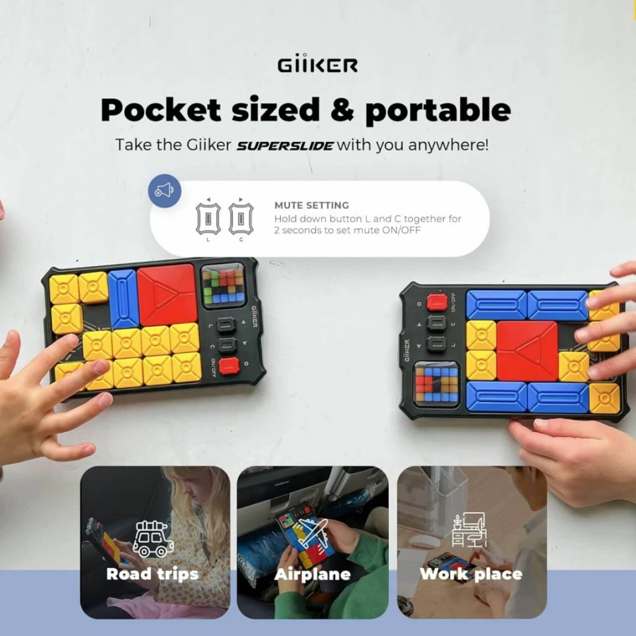 GiiKER Super Slide Puzzle Game - 500+ Brain Teaser Challenges, STEM Toys for Kids & Teens, Travel Games for Road Trips, Birthday Gifts & Easter Basket Stuffers for Boys & Girls