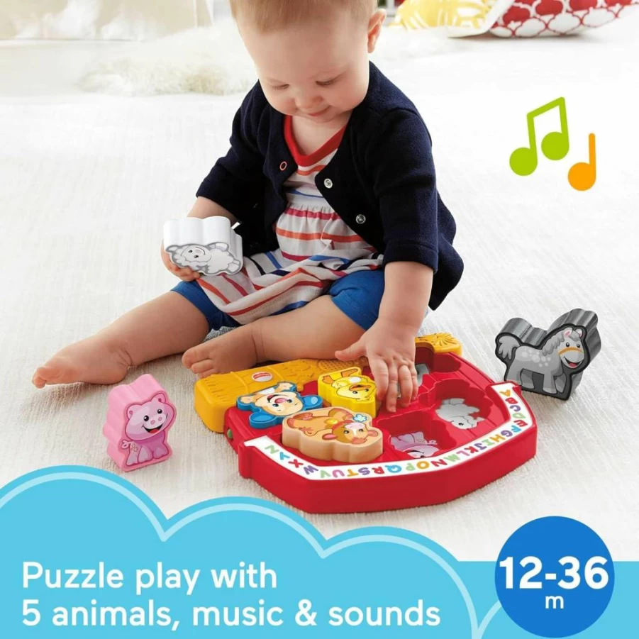 Fisher-Price Laugh & Learn Farm Animal Shape Sorter Toy with Music & Sounds for Toddlers Ages 1+ Years